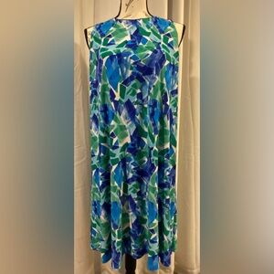 NWT Ralph Lauren blue and green trapeze dress size 14